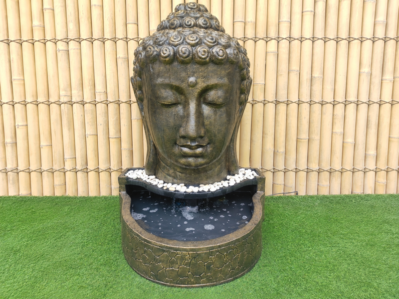 Waterfontein Halve Boeddha Hoofd Goud-Zwart - 130 cm
