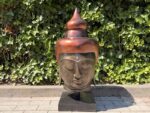 Boeddha Hoofd Op Standaard Koper - 93 cm