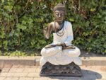 Zittende Boeddha Lotus Goud-Zwart Wit - 104 cm