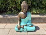 Zittende Boeddha Groen Turquoise - 30 cm