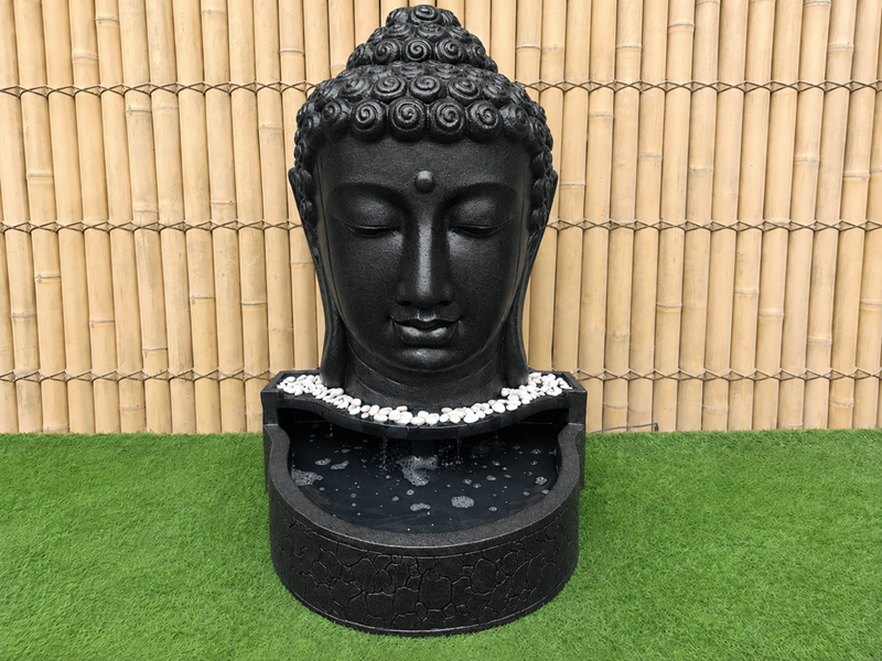 Waterfontein Halve Boeddha Hoofd Zwart - 130 cm